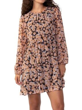 Sanctuary Black Floral Babydoll Dress with Orange and White Flowers